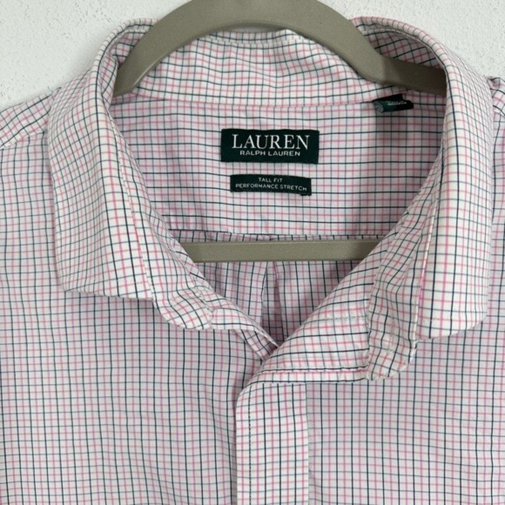 Lauren Ralph Lauren Tall Fit Performance Stretch‎ Plaid Dress Shirt 18.5 36/37